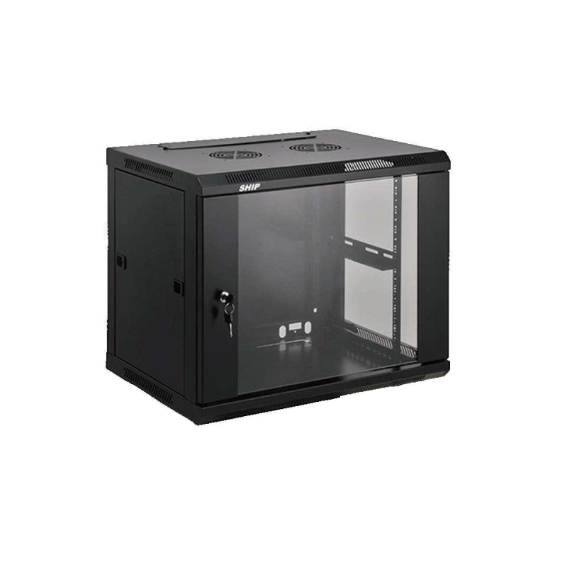 SAXXON  SXR4U5404A - Gabinete para Montaje en Pared  / Puerta de Cristal Templado / 4 UR / Ancho 53 cm x profundidad 40 cm x alto 21 cm 