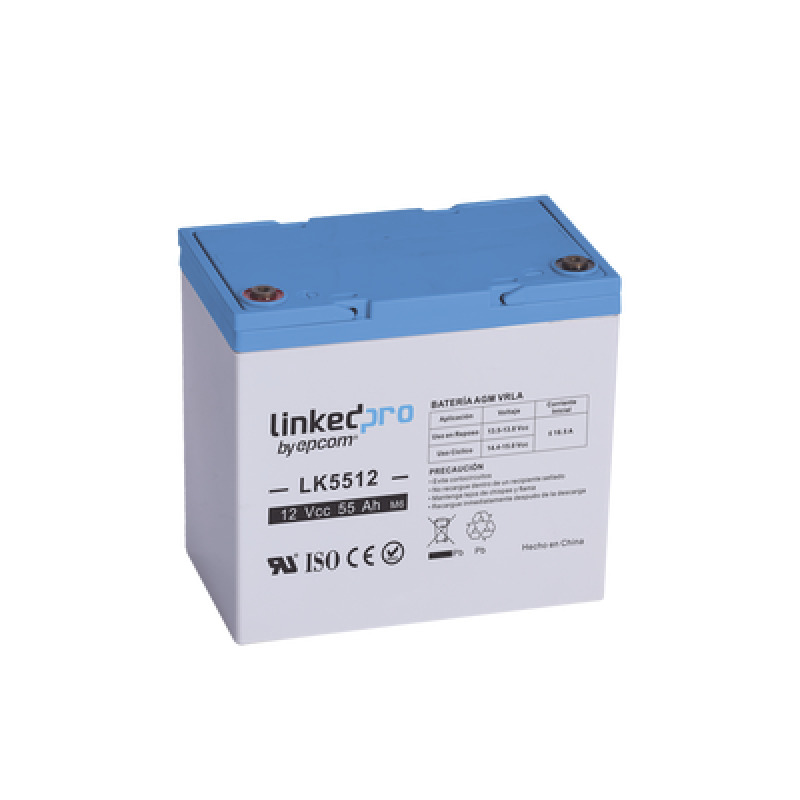 Batería 12 Vcc / 55 Ah / UL / Tecnología AGMVRLA / Vida útil promedio de 5 años / Para uso en equipo electrónico Alarmas de Intrusión / Incendio/ Control de acceso / Video Vigilancia / T2 image 2