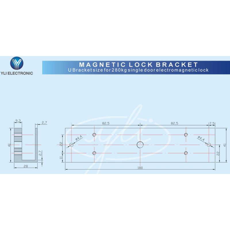 YLI MBK280UL - Soporte para montaje de electroimán para puerta de vidrio sin marco de 280 Kg/ Compatible con los modelos YLI/ YM280, YM280N, YM280NLED  image 3