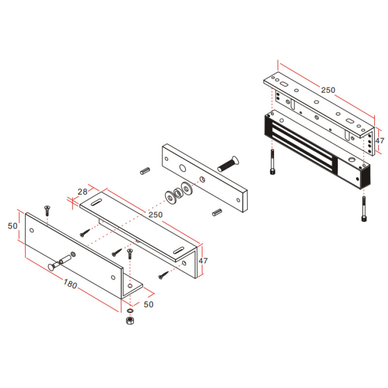 YLI YM350WS - Cerradura Magnética para Control de Acceso / Fuerza de Sujeción de 350 kg (800 lb) / Para puertas de madera, vidrio y metálicas / IP68 para uso exterior e interior image 3