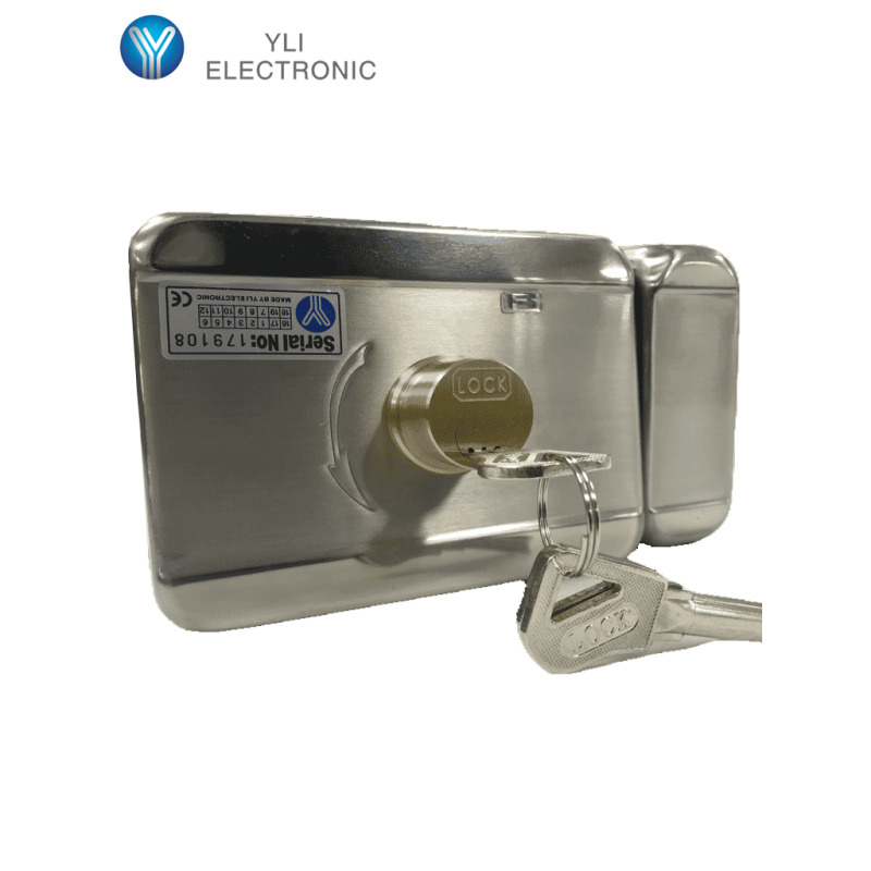 YLI ABK703BS - Cerradura inteligente anti impacto cuenta con juego de 3 llaves, sensor con luz LED de status o correcto cerrado, apertura con pulso voltaje de 12VDC /