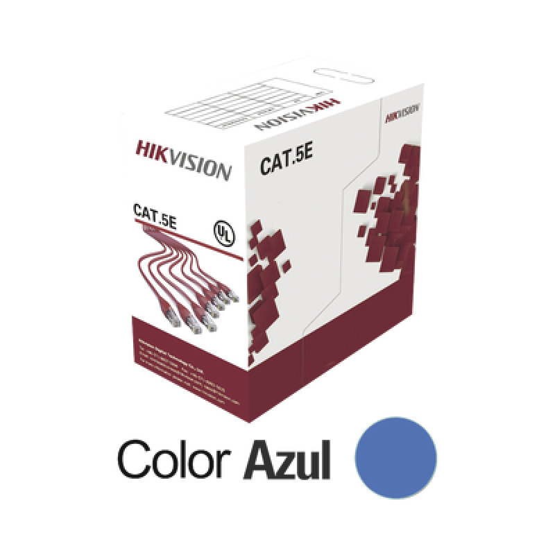 Bobina de Cable UTP 305 Metros / Cat5E 24 AWG / Color Azul / PVC CM / Uso en Interior / 100 Cobre / Aplicaciones de CCTV y Redes de Datos