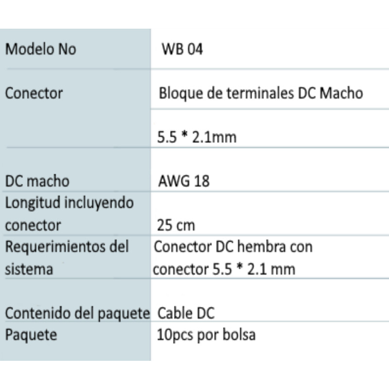 SAXXON PSUWB04 - Bolsa de 10 adaptadores para alimentacion de camara con conector macho / Calibre 18  AWG image 4