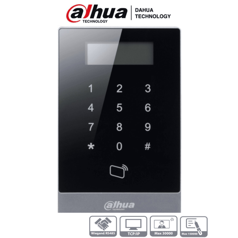 DAHUA ASI1201A-D- Teclado Touch para Control de Acceso con Pantalla LCD/ Lectora de Tarjetas ID/ Funcion Independiente/ 30,000 Usuarios/ 150,000 Registros/ Desbloqueo con Password y/o Tarjetas/ TCP/IP/ RS-485 y Wiegand/ Anti-passback/ 