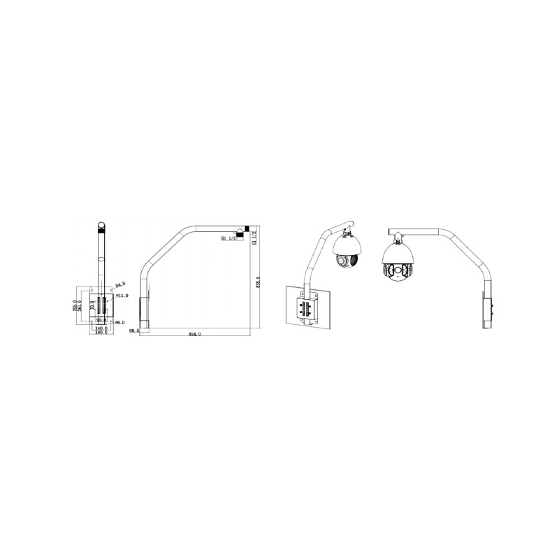 DAHUA DH-PFB303S - Soporte para Montaje en Parapeto/ Giratorio/ Diseño Estetico/ Compatible con Camaras PTZ Dahua de las Series SD59/ SD50/ SD40 image 4