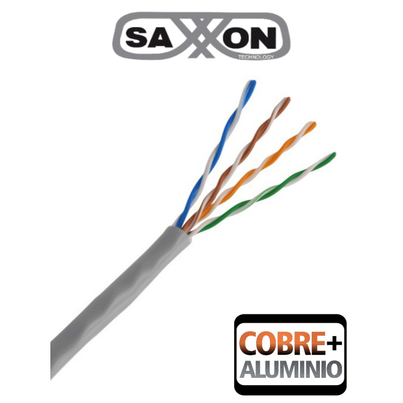 SAXXON OUTP5ECCA100G- Bobina de Cable UTP Cat5e/ 100 Metros/ CCA/ Color Gris/ Uso Interior/ Cert ISO9001/ UL 444/ RoSH/ ANSI/ TIA/ EI-568B image 2
