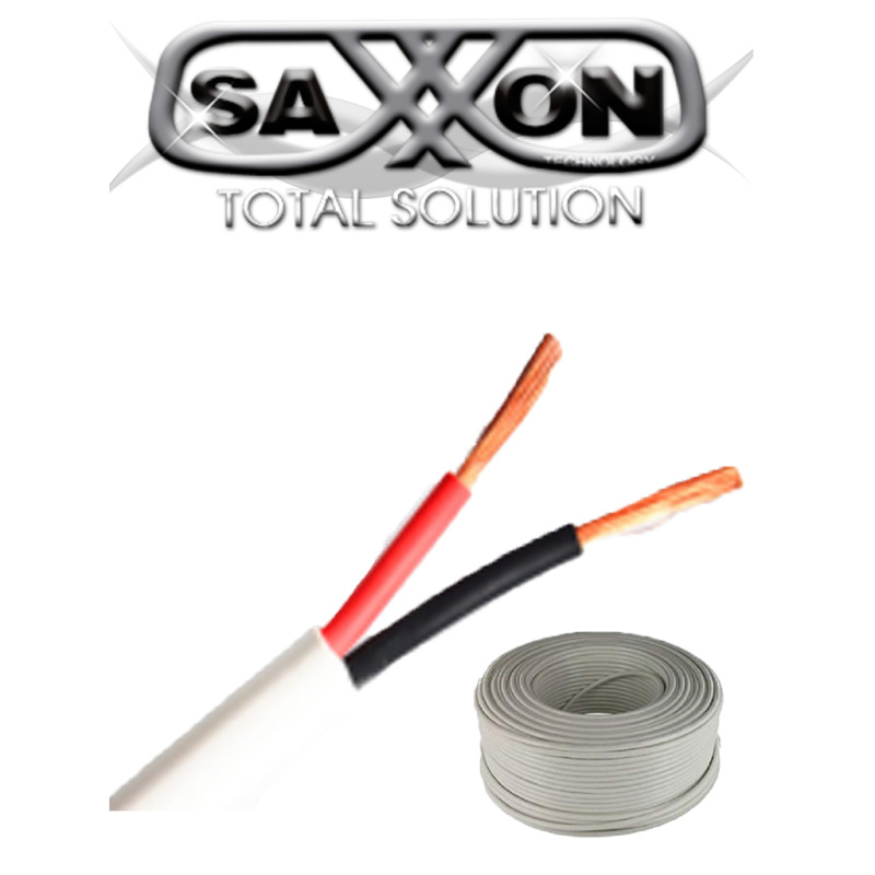 SAXXON OWAC2100J - Cable de alarma / 2 Conductores / CCA/ Calibre 22  AWG / 100 Metros / Recomendable para control de acceso / Videoportero / Audio / Reforzado