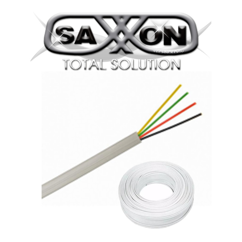 SAXXON OWAC4100J - Cable de alarma / 4 Conductores / CCA/ Calibre 22  AWG / 100 Metros / Recomendable para control de acceso / Videoportero / Audio / Reforzado