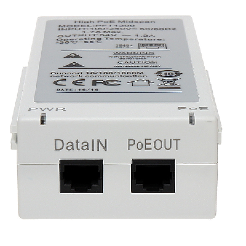 DAHUA PFT1200 - Inyector Hi-Poe Midspan Gigabit/ Soporta PoE/PoE+/ Soporta Hi-PoE 60 Watts para PTZ/ Indicadores Led de Status/ Funciona con Extensor: PFT1300 para conexión en Cascada/ Instalación en Pared/  image 4