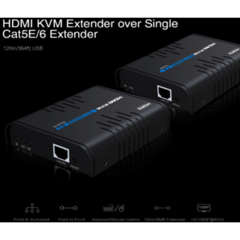 SAXXON LKV373KVM- Kit extensor HDMI KVM sobre IP/ Punto a punto/ Resolucion  1080p/ Hasta 120 metros/ CAT 5E/ 6/ 30 HZ / 2 Puertos  USB 2.0 / Teclado / Raton / 5 VCD / Plug and play image 3