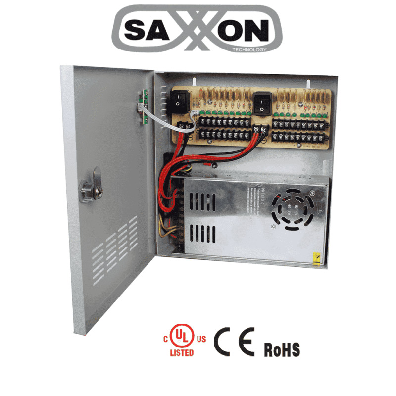 SAXXON PSU1230D18 - Fuente de Poder Profesional de 12 vcd / 30 Ampers/ Para 18 Camaras/ 1.67 Amperes por Canal/ Protección contra Sobrecargas/ Certificación UL/ image 2