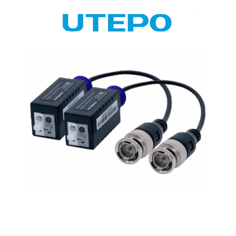 UTEPO UTP101PHD - Par de Transceptores Pasivos 4k (Video Baluns)/ 4k Hasta 160 Metros en CVI/ 4 Megapixeles  Hasta 200 Metros/ 1080p Hasta 250 Metros/ 2 Terminales Push para Fácil Conexión/