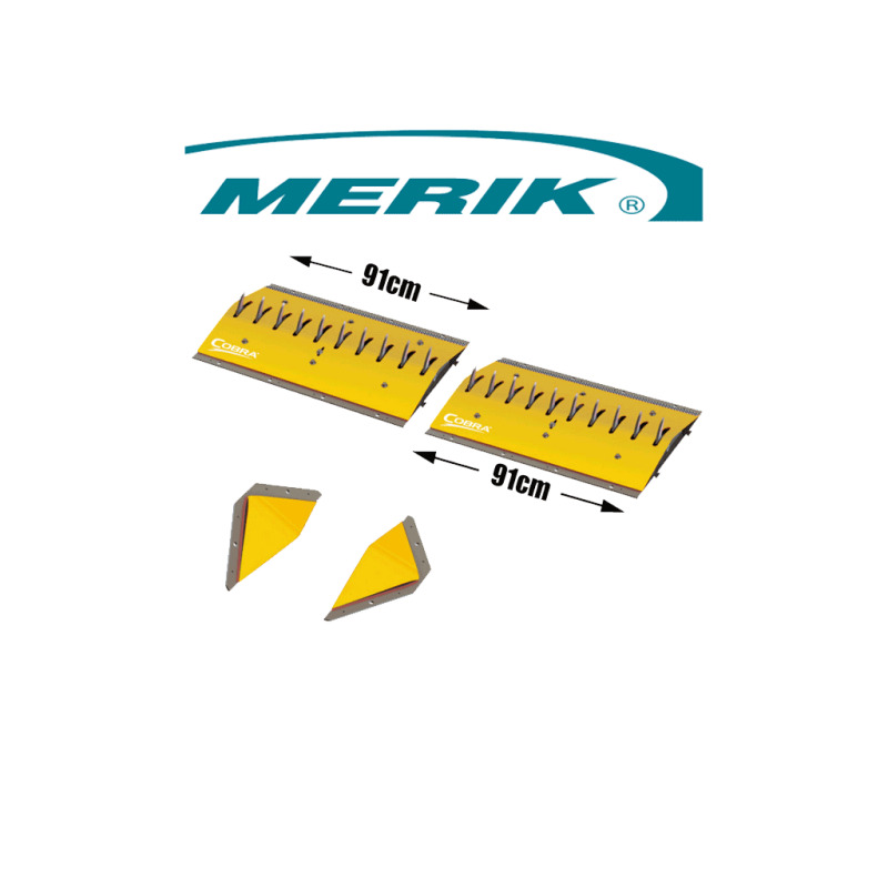 MERIK 12300PY6P - Paquete de picos poncha llantas LIFTMASTER / Montaje superficial / 2 Tramos de 91cm cada uno / Color amarillo / Incluye par de biseles laterales 