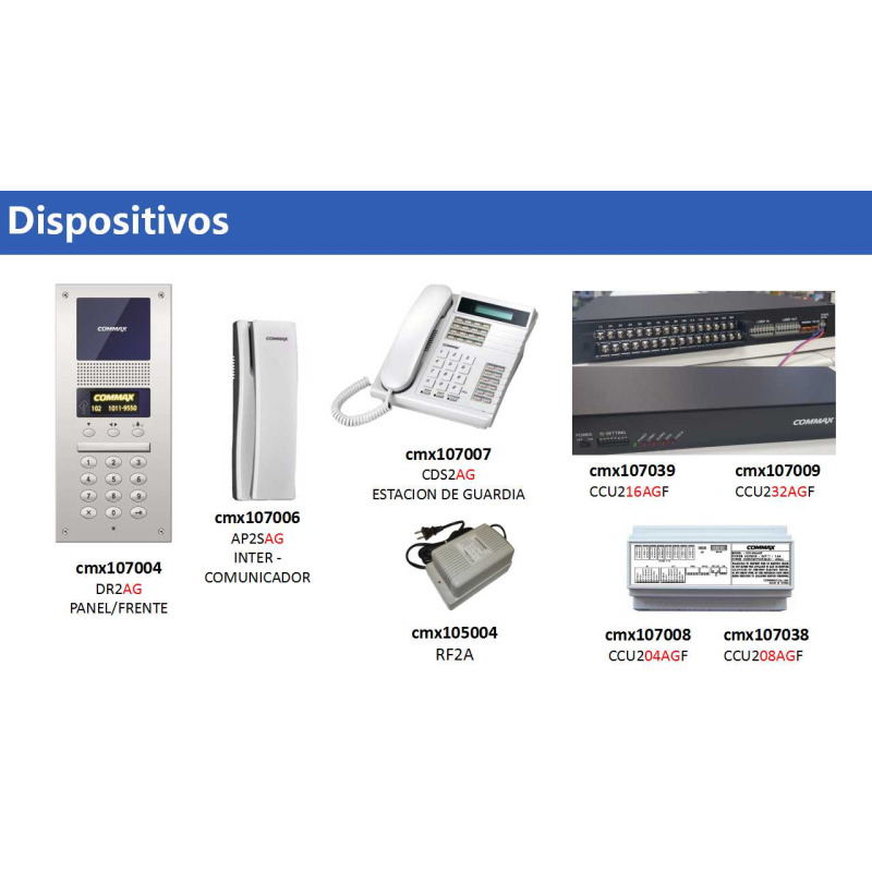 COMMAX CCU216AGF - Distribuidor para panel de audio DR2AG para interconectar hasta16 Intercomunicadores AP2SAG por 2 hilos / Sistema departamental #Audiogate image 3