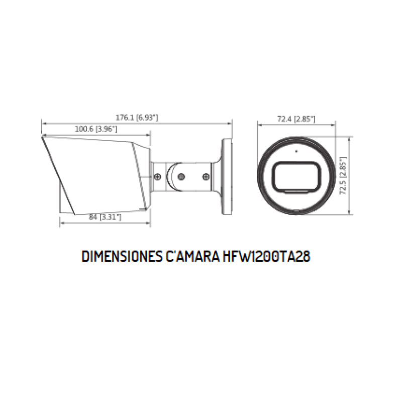 DAHUA HFW1200T-A - Camara Bullet HDCVI 1080p/ Microfono Integrado/ 103 Grados de Apertura/ Lente 2.8 mm/ IR 30 Mts/ IP67/ Metalica/ DWDR/ BLC /HLC/  image 3