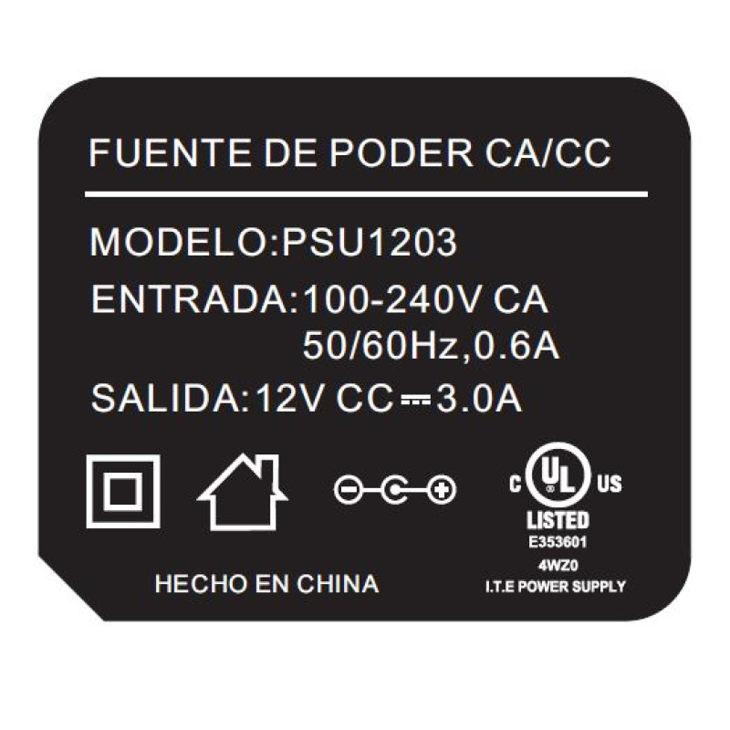 SAXXON PSU1203E - Fuente de poder regulada 12V CD / 3 Amperes / Certificacion UL / Ideal para equipos de CCTV / Cable de 1.2  Mts image 2