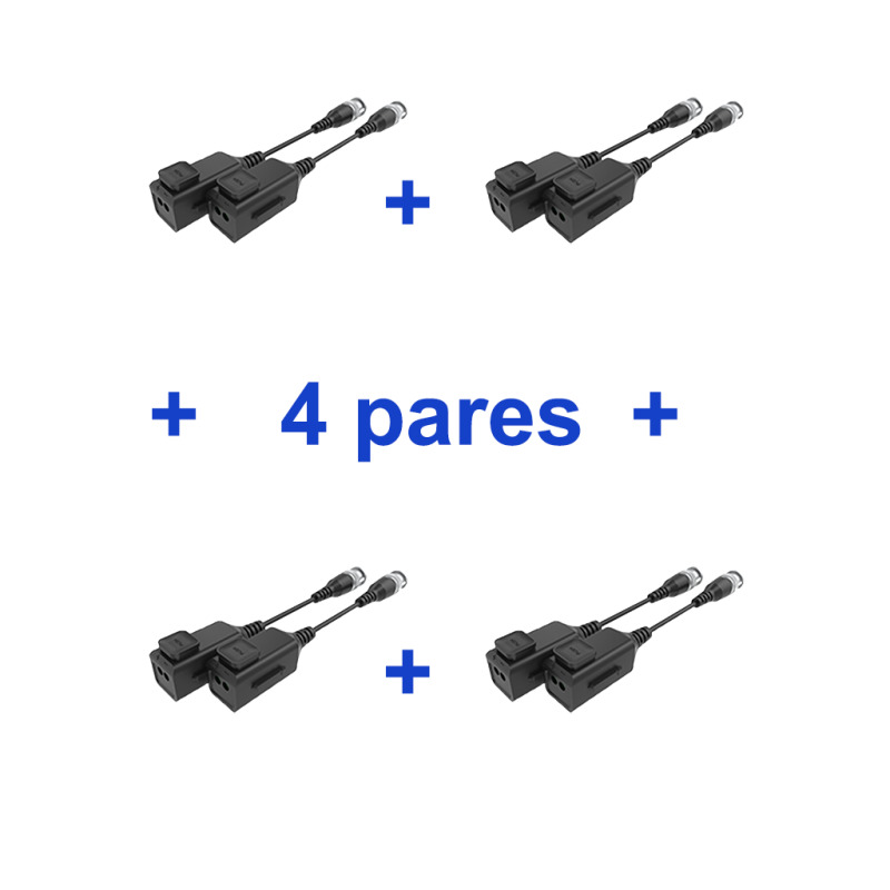 UTEPO UTP101PHD6PAK4 - 4 Pares de transceptores pasivos  HD / Diseño para empalmes ordenados / Distancias CVI  720p a 300M /  1080p A 250M / 4 MP A 200M / 4K A 150M