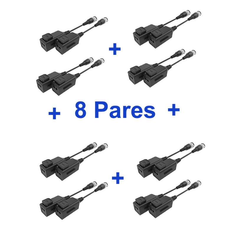 UTEPO UTP101PHD6PAK8 - 8 Pares de transceptores pasivos  HD / Diseño para empalmes ordenados / Distancias CVI  720p a 300M /  1080p A 250M / 4 MP A 200M / 4K A 150M