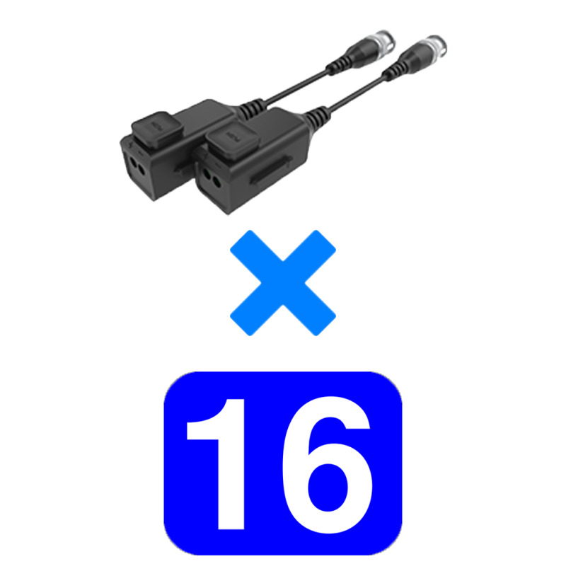 UTEPO UTP101PHD6PAK16 - 16 Pares de transceptores pasivos  HD / Diseño para empalmes ordenados / Distancias CVI  720p a 300M /  1080p A 250M / 4 MP A 200M / 4K A 150M