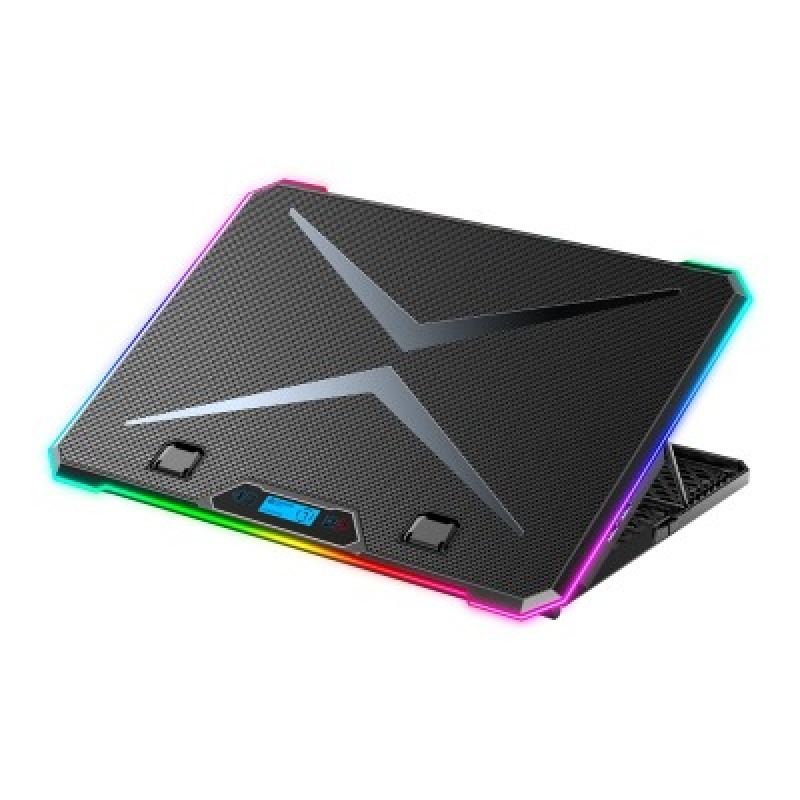 BASE ENFRIADORA BALAM RUSH EOLOX FREEZ EF707 / 17 PULG / 6 VENTILADORES / 2X USB / PANTALLA LCD / AJUSTABLE 8 NIVELES / ILUMINACION RGB / ANTIDERRAPANTE / NEGRO / BR-937429 image 2