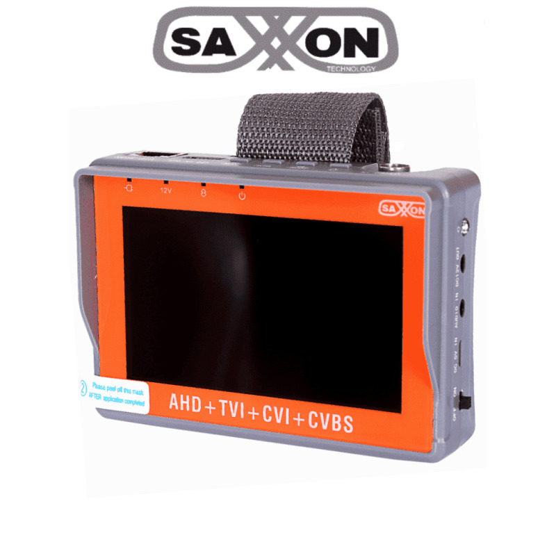 SAXXON TES07MC- Probador de Video de Pulsera con Pantalla de 4 Pulgadas/ Soporta Resolución de Hasta 4 Megapíxeles/ Soporta: HDCVI/TVI/AHD/ Salida de Energía de 12vdc para Alimentar Cámaras/ Soporta Control por Coaxial/  Lampara Led/ 