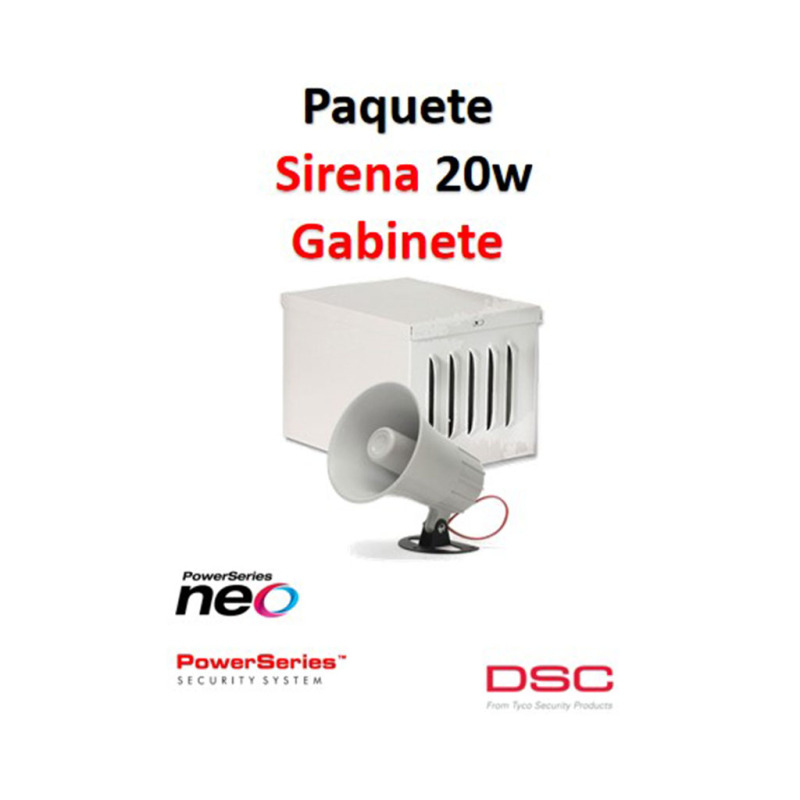 DSC S20WGPAQ - Paquete Sirena Exterior 20W con Gabinete