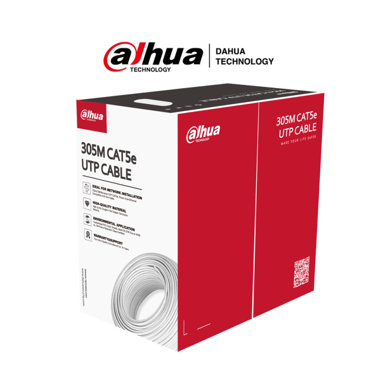 DAHUA PFM920I-5EUN - Bobina de Cable UTP Blanco 100% Cobre/ Categoria 5e/ 305 Metros/ CPR Eca/ Video y Redes/ Compatible con Alimentación PoE/