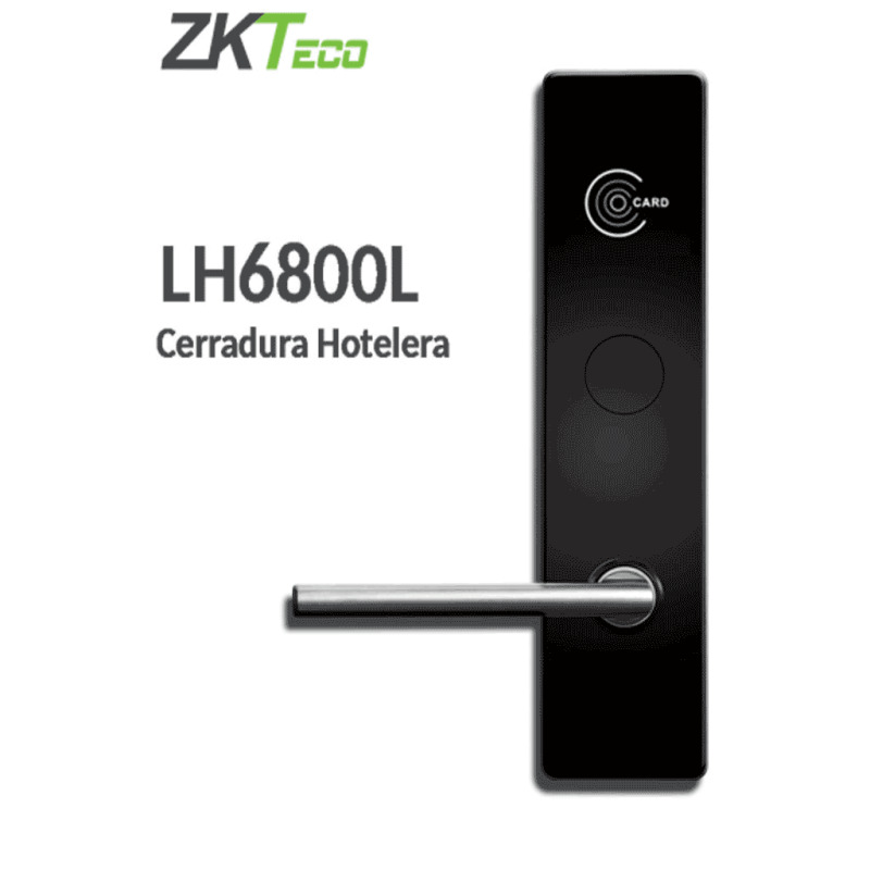 ZKTECO LH6800L- Cerradura  izquierda para hotel / MIFARE 13.56 Mhz / 35 a 45 mm grosor de puerta / Aleacion de Zinc / 224 eventos