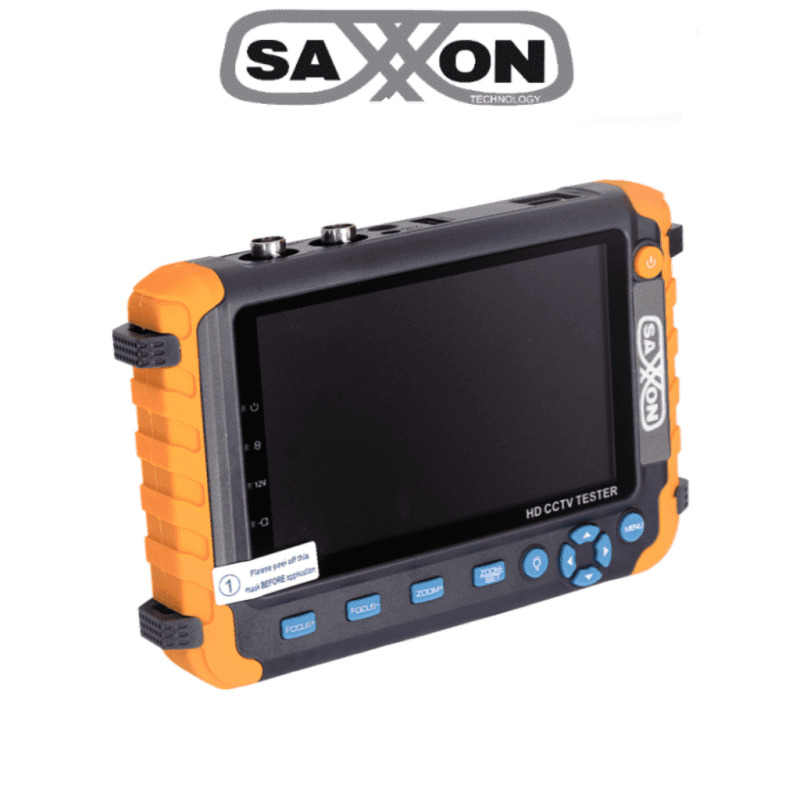 SAXXON TES08MC - Probador de Video con Pantalla de 5 Pulgadas/ Soporta cámaras 1MP/ 2MP/ 4MP/ 4K/ Soporta: HDCVI/TVI/AHD/ Salida de Energía de 12vdc a 1 Amper para Alimentar Camaras/ Entrada de Video HDMI/VGA/ Lampara de Led/ Control por Coaxial/