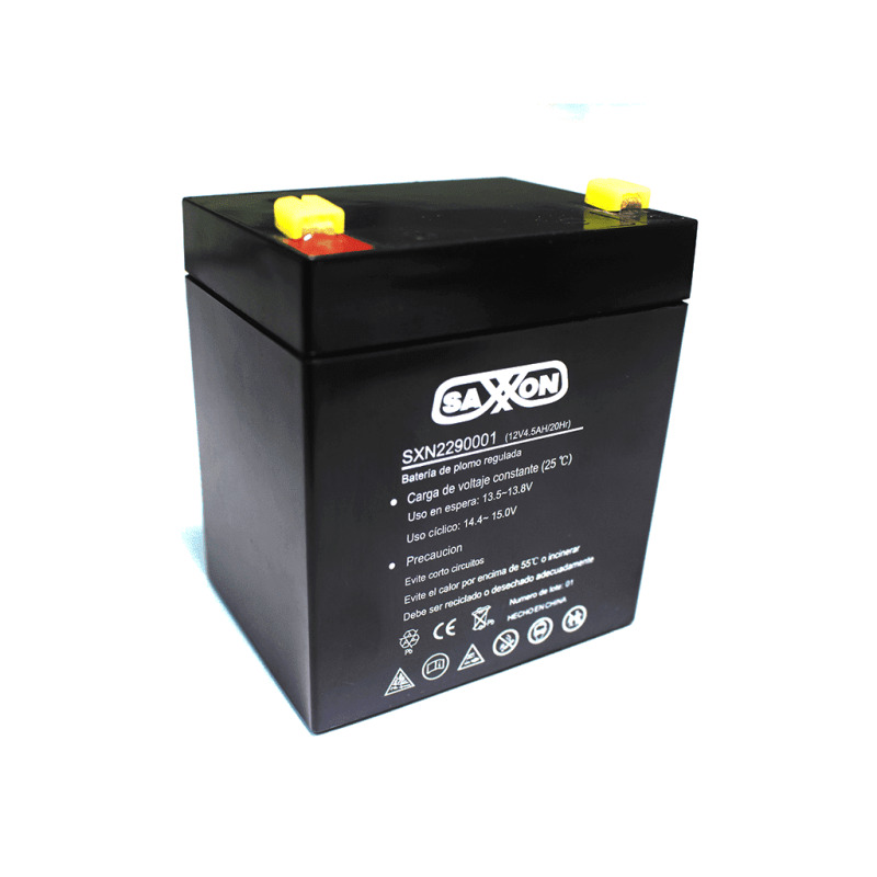 SAXXON CBAT45AH- Bateria de respaldo de 12 volts libre de mantenimiento y facil instalacion / 4.5 AH/ Compatible DSC/ CCTV/ Acceso