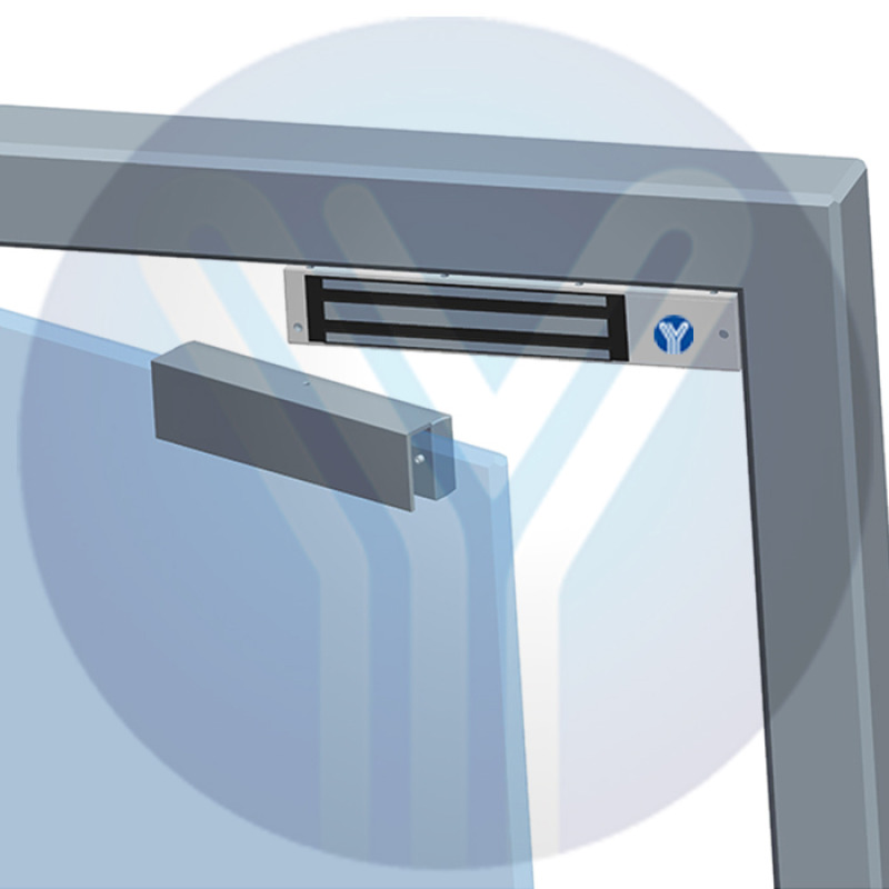 YLI MBK180U - Sopote U para contrachapa magnetica para uso en puertas de Vidrio sin marco compatible con YM180 de 350 Lb image 2