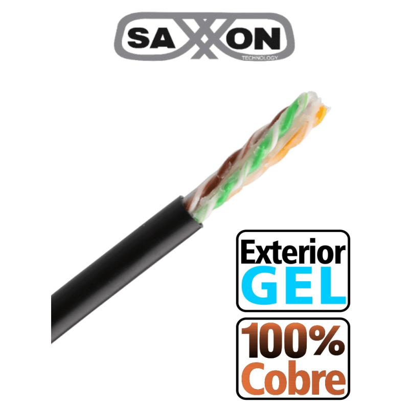 SAXXON OUTPCAT6GCOPEXT- Bobina de Cable UTP Cat6 100% Cobre con Gel/ 305 Metros/ Uso Exterior/ Color Negro/ Cumple con Estandares: ISO/ IEC 11801 Ed2; EIA/ TIA568/ Ideal para Cableado de Redes y Video/ image 2