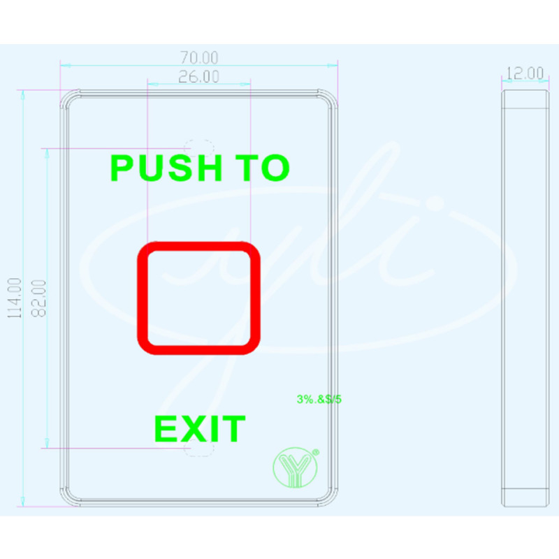 YLI TSK830NCLED - Botón de salida touch con luz LED acabo elegante en cristal templado salidas NO y NC/  No requiere caja de instalación, 12 VDC image 3