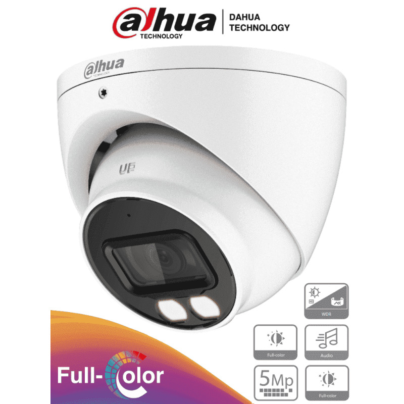 DAHUA  HDW1509T-A-LED - Cámara Domo Full Color de 5 Megapixeles/ Lente de 3.6 mm/ Micrófono Integrado/ Leds para 40 Metros/ Starlight/ IP67/ #FullColor image 2