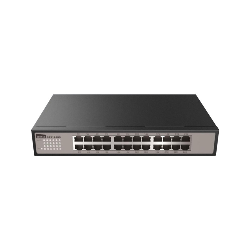 RACKMOUNT SWITCH NETIS 24 PUERTOS GIGABIT, MONTABLE RACK