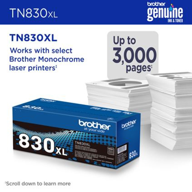 TONER BROTHER NEGRO TN830XL DE ALTO RENDIMIENTO 3,000 PAG PARA DCPL2660DW image 3