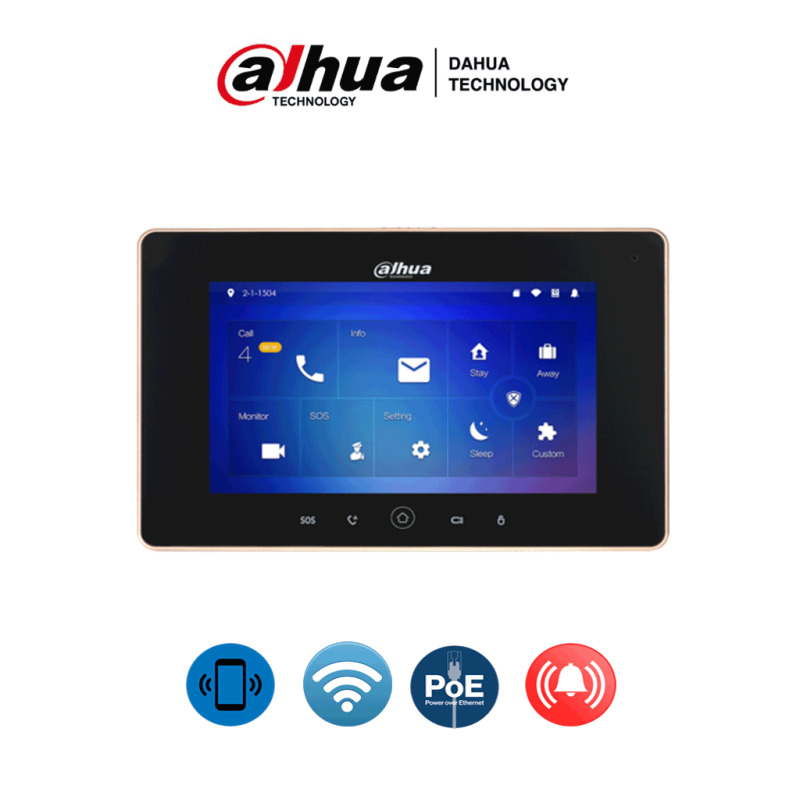 DAHUA VTH5221DS2 - Monitor IP touch de 7 pulgadas / Conexion WiFi y ethernet /  PoE  802.3af / Soporta microSD Hasta 32GB / 32 Camaras IP / Hasta 20 frentes de calle #VDPDahua/