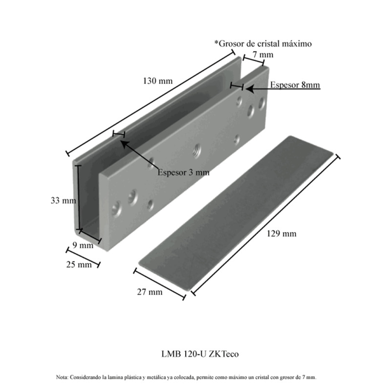 ZKTECO LMB120U - Soporte en U para montaje en puerta de vidrio sin marco, compatible con contrachapa magnética Modelo LM120 clave  ZKT0850001 image 12