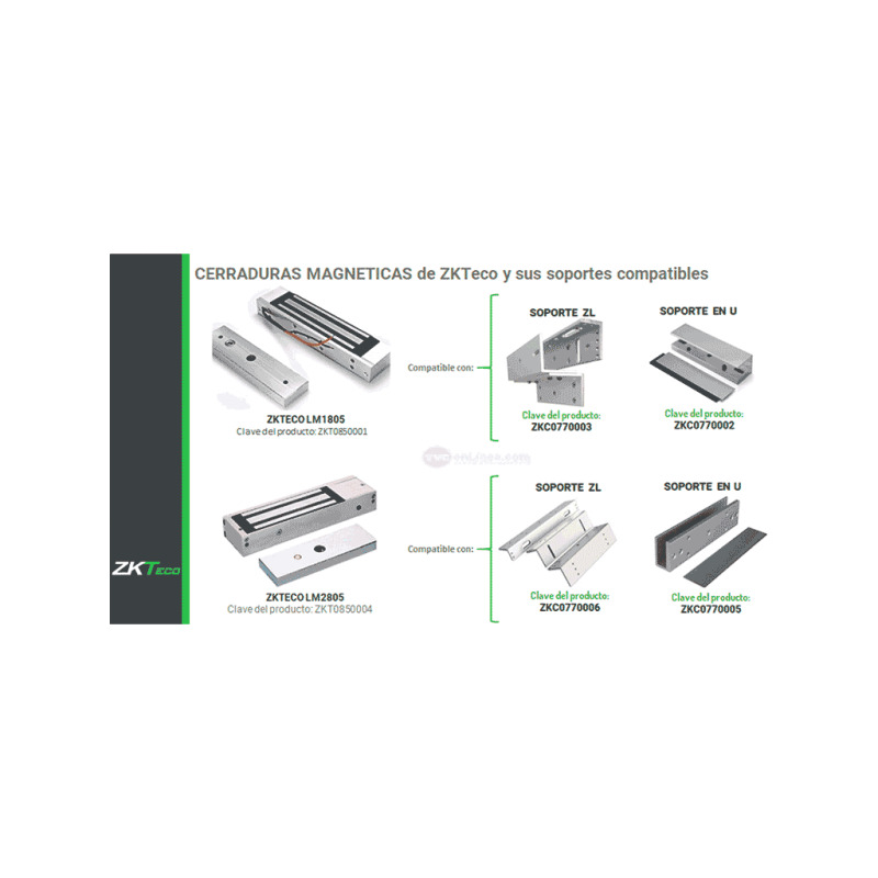 ZKTECO LMB200U - Soporte en U para instalación de contrachapa magnética en puertas de vidrio sin marco compatible con cerradura magnética con Modelo LM200LED clave ZKT0850002 image 10