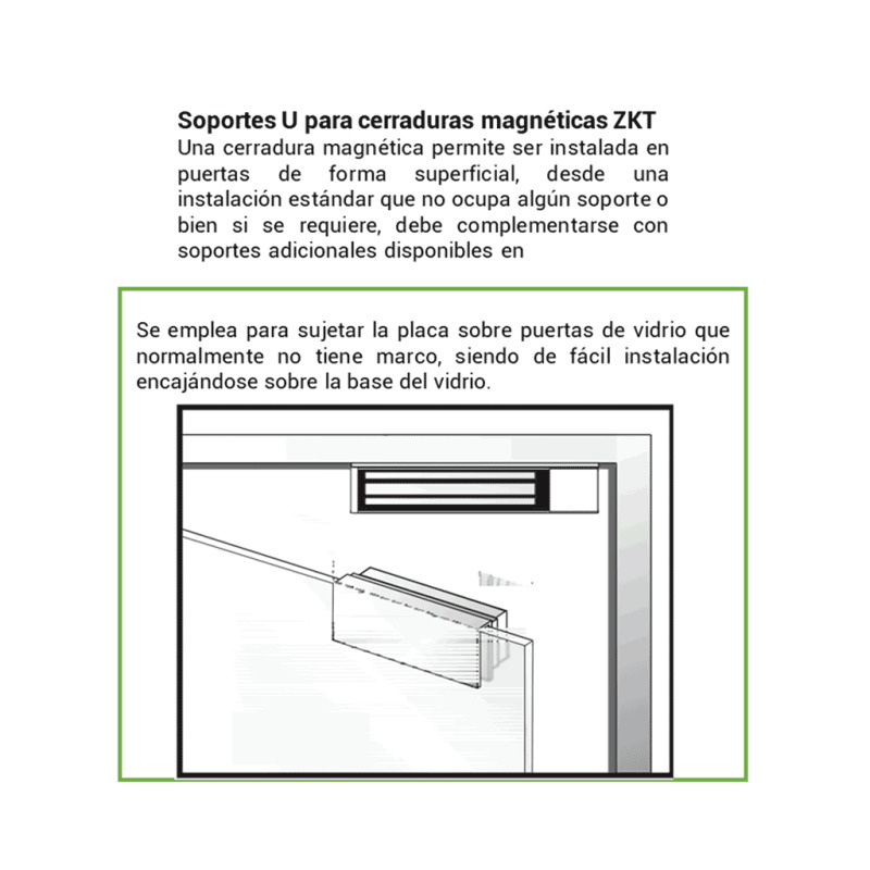 ZKTECO LMB200U - Soporte en U para instalación de contrachapa magnética en puertas de vidrio sin marco compatible con cerradura magnética con Modelo LM200LED clave ZKT0850002 image 12