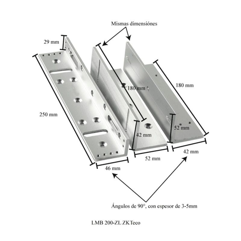 ZKTECO LMB200ZL - Soporte ZL para instalación de contrachapa magnética compatible con clave ZKT0850002 modelo LM200LED image 10