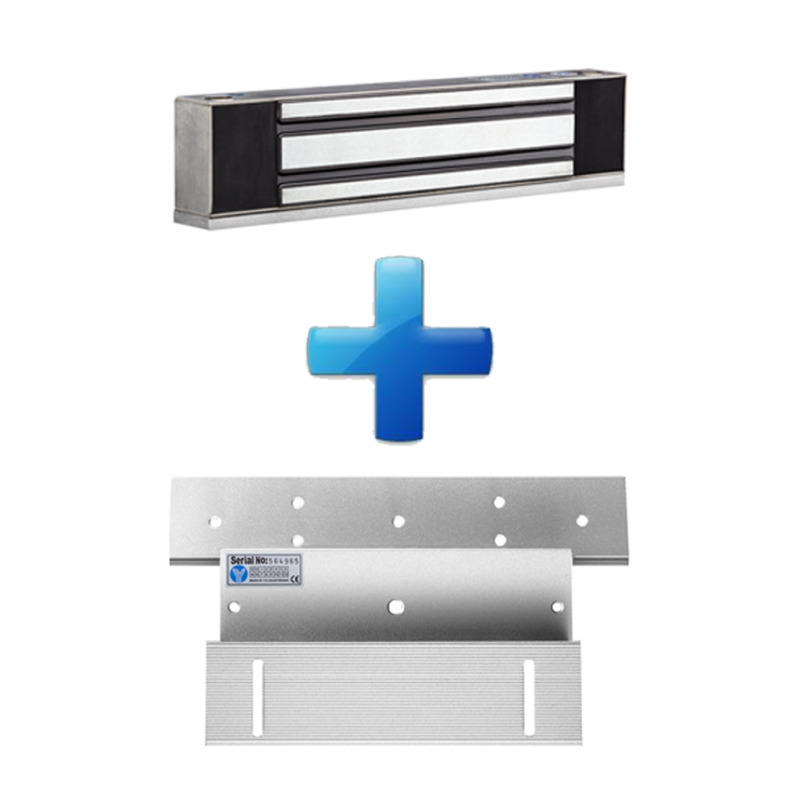 YLI YM350WSPAK - Paquete con chapa de 350 kg/800 Lb para uso en exteriores o interiores IP68 uso en puertas de metal, vidrio o madera incluye soporte de fijación ZL