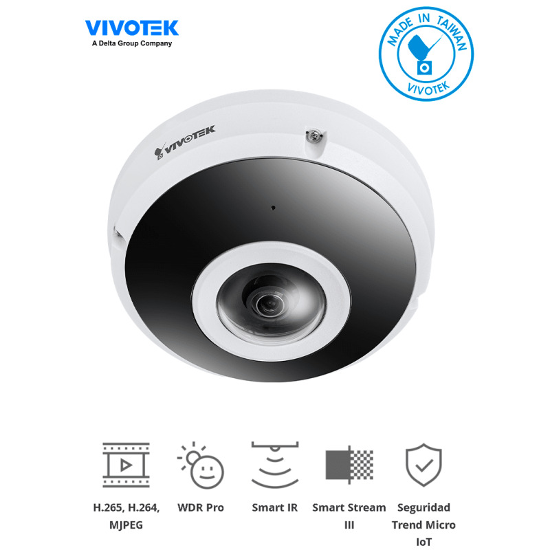 VIVOTEK FE9380HV - Camara IP Fisheye Exterior 5 Megapixeles / H.265/ Vision panorámica 360º/ Smart IR 10mts/ WDR Pro/ Micrófono integrado/ Protección IP66, IK10 / Ciberseguridad Trend Micro/Smart Stream III/ Visión SNV/ NDAA/ONVIF image 2