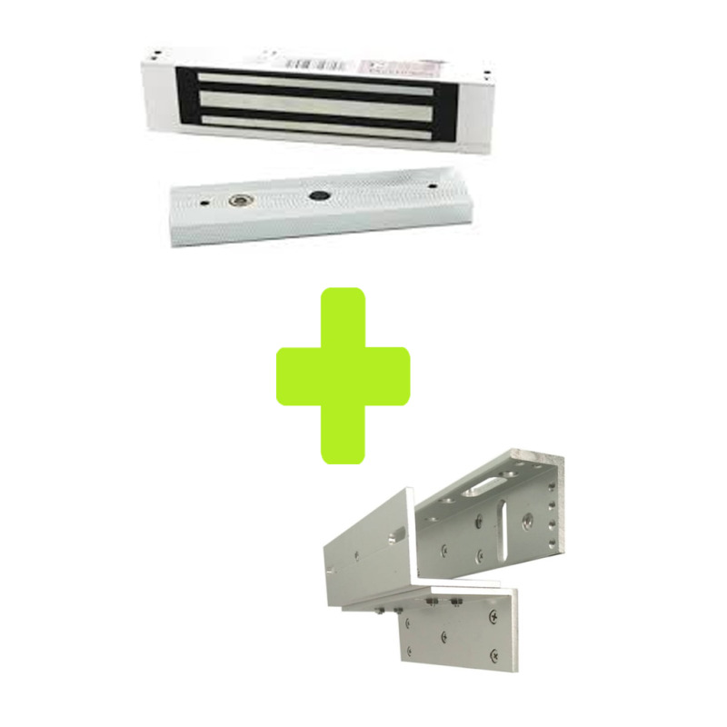 ZKTECO LM120PAK - Paquete de contrachapa magnética de 120 kg, voltaje de 12VDC incluye soporte ZL para su instalación, compatible para puertas de madera y metal