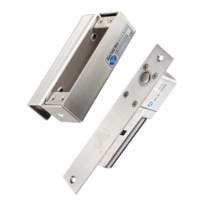 YLI YB300PACK - Paquete de cerradura de perno para control de acceso de puertas con retardo configurable de 3, 6 y 9 segundos incluye soporte de instalacion modelo YM600/ Voltaje dual 12 o 24 VDC