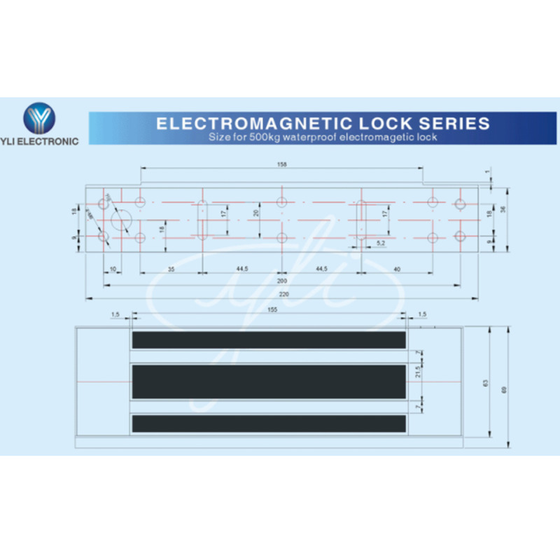 YLI YM500NW - Cerradura Magnética para exterior IP68 / Fuerza de Sujeción 500Kg /1200Lb / Voltaje Dual 12v / Puertas de madera, vidrio, metálica image 3