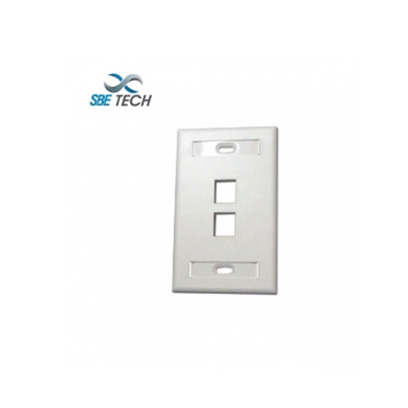 SBETECH SBE-2517-2P-WT - Placa de pared de 2 puerto color blanco para conectores Jack rj 45  keystone image 2