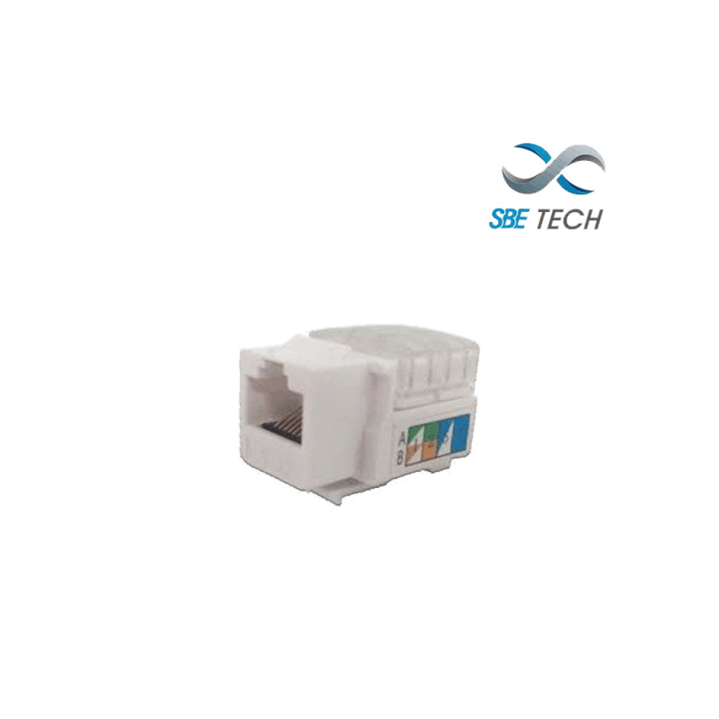 SBETECH JACKC6WT- Modulo jack keystone RJ45 / 8 Hilos / CAT 6/ Compatible con calibres AWG 22-26 / Color blanco