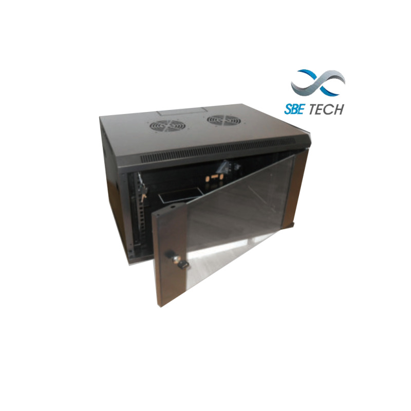 SBETECH GNLPAR6URP - Gabinete de pared 6UR/ 600mm de ancho/ 600 mm de profundidad Puerta delantera de cristal templado/ Cerradura y llaves image 2