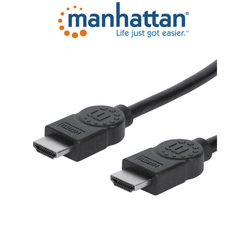 MANHATTAN 323215- Cable HDMI de Alta Velocidad de 2 Metros/ Resolución 4k@30Hz/ Soporta 3D y Canal de Ethernet de 100 Mbps/ Soporta Canal de Retorno de Audio (ARC)/ Blindado para Reducir Interferencia/ 